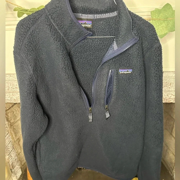 Patagonia Navy Retro Pile Pullover 1/4 quarter zip Mens Unisex Small hiking - Picture 6 of 7